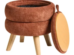 New Beliani Pouf contenitore HAWLEY Ciniglia dorato Marrone