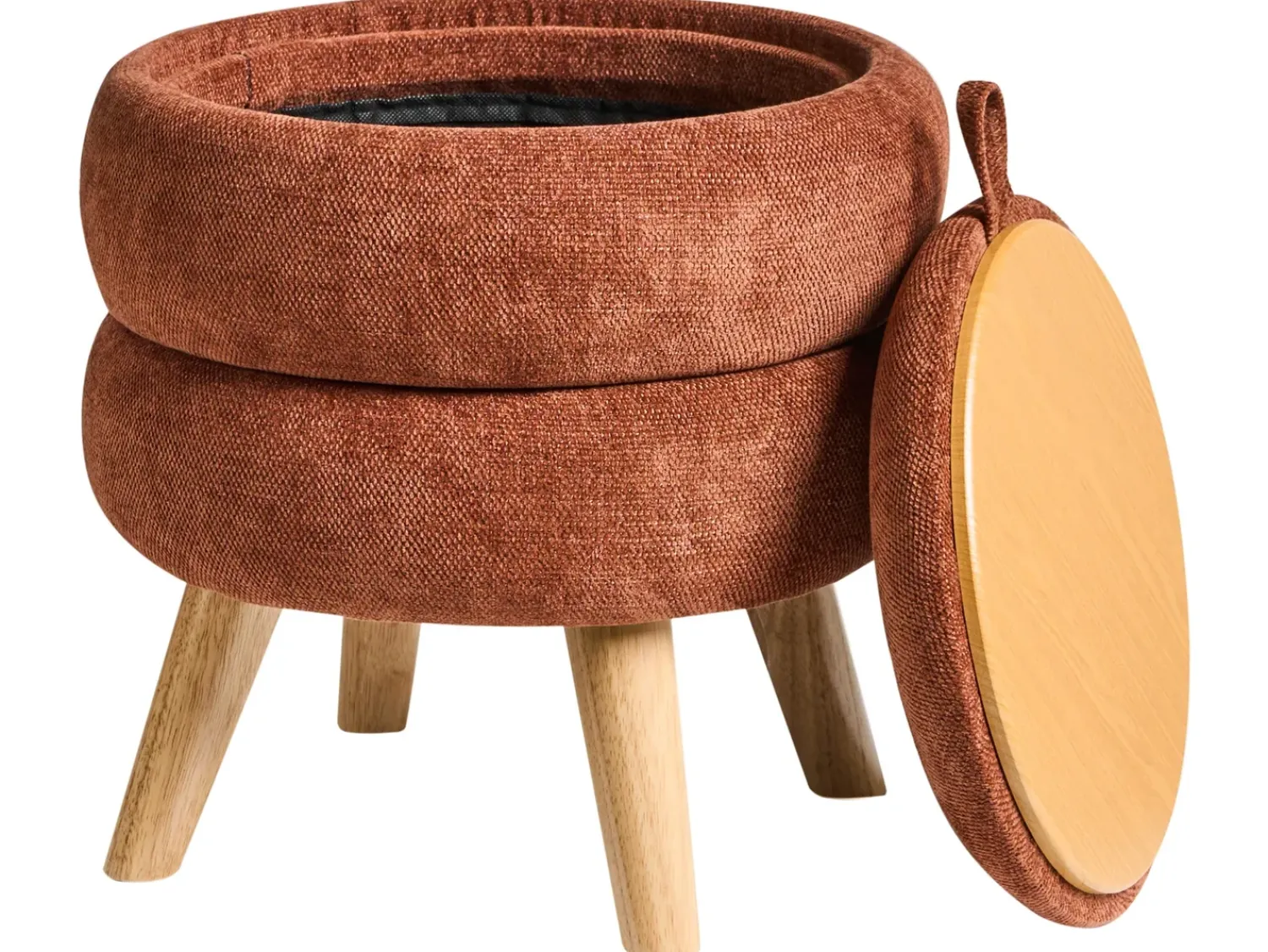 New Beliani Pouf contenitore HAWLEY Ciniglia dorato Marrone