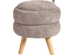 Outlet Beliani Pouf contenitore HAWLEY Ciniglia Tortora Beige Grigio