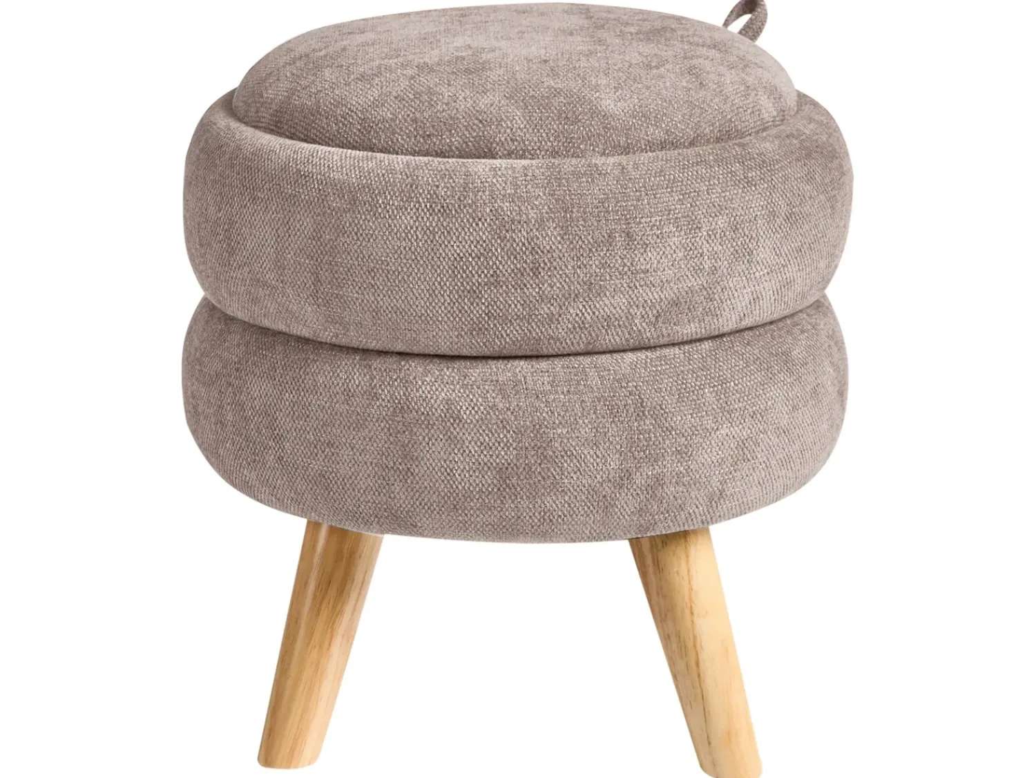 Outlet Beliani Pouf contenitore HAWLEY Ciniglia Tortora Beige Grigio