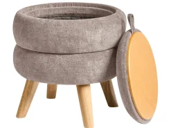 Outlet Beliani Pouf contenitore HAWLEY Ciniglia Tortora Beige Grigio