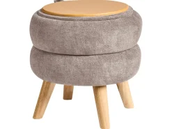 Outlet Beliani Pouf contenitore HAWLEY Ciniglia Tortora Beige Grigio