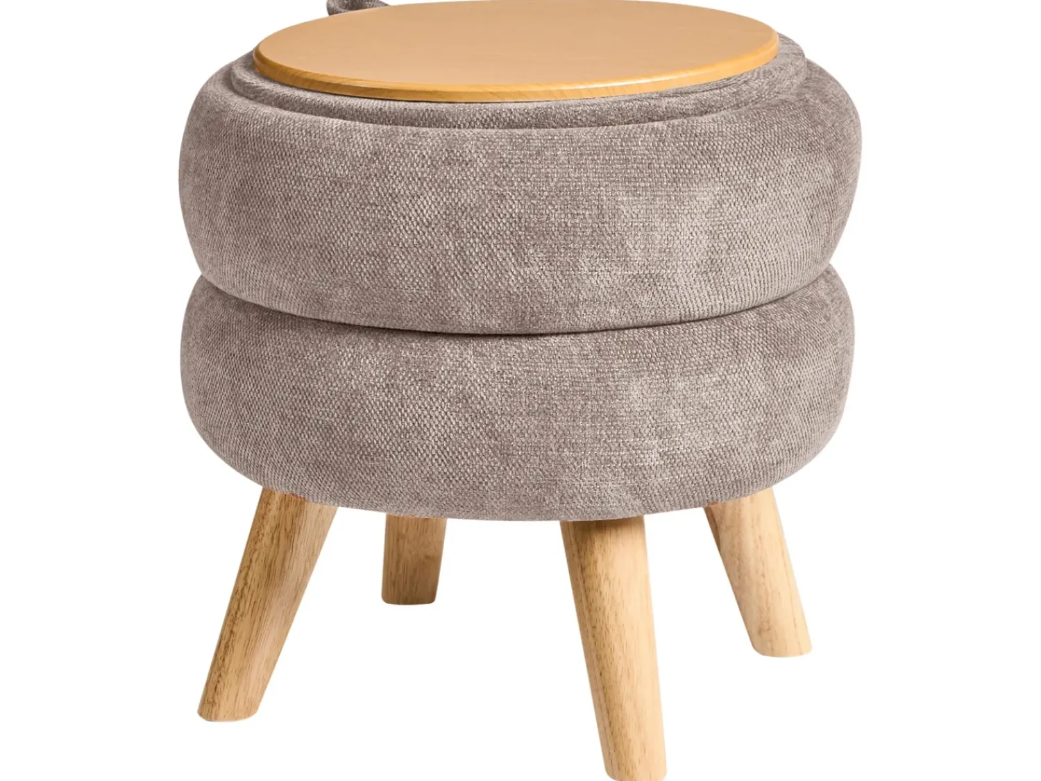 Outlet Beliani Pouf contenitore HAWLEY Ciniglia Tortora Beige Grigio