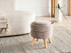 Outlet Beliani Pouf contenitore HAWLEY Ciniglia Tortora Beige Grigio