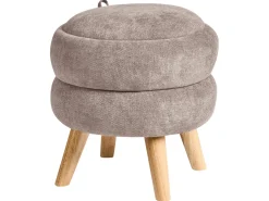 Outlet Beliani Pouf contenitore HAWLEY Ciniglia Tortora Beige Grigio