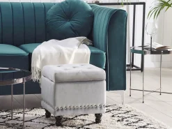 Online Beliani Pouf contenitore LORETTO Velluto chiaro Grigio