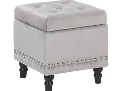 Online Beliani Pouf contenitore LORETTO Velluto chiaro Grigio