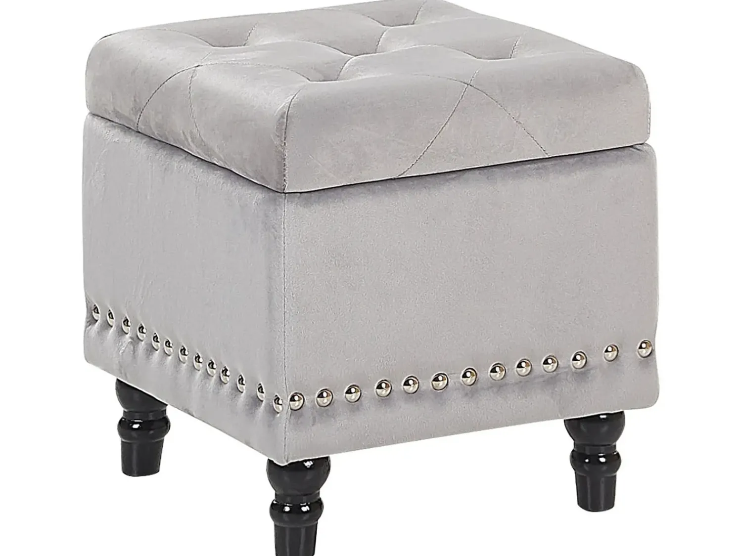 Online Beliani Pouf contenitore LORETTO Velluto chiaro Grigio