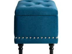 New Beliani Pouf contenitore LORETTO Velluto scuro Blu