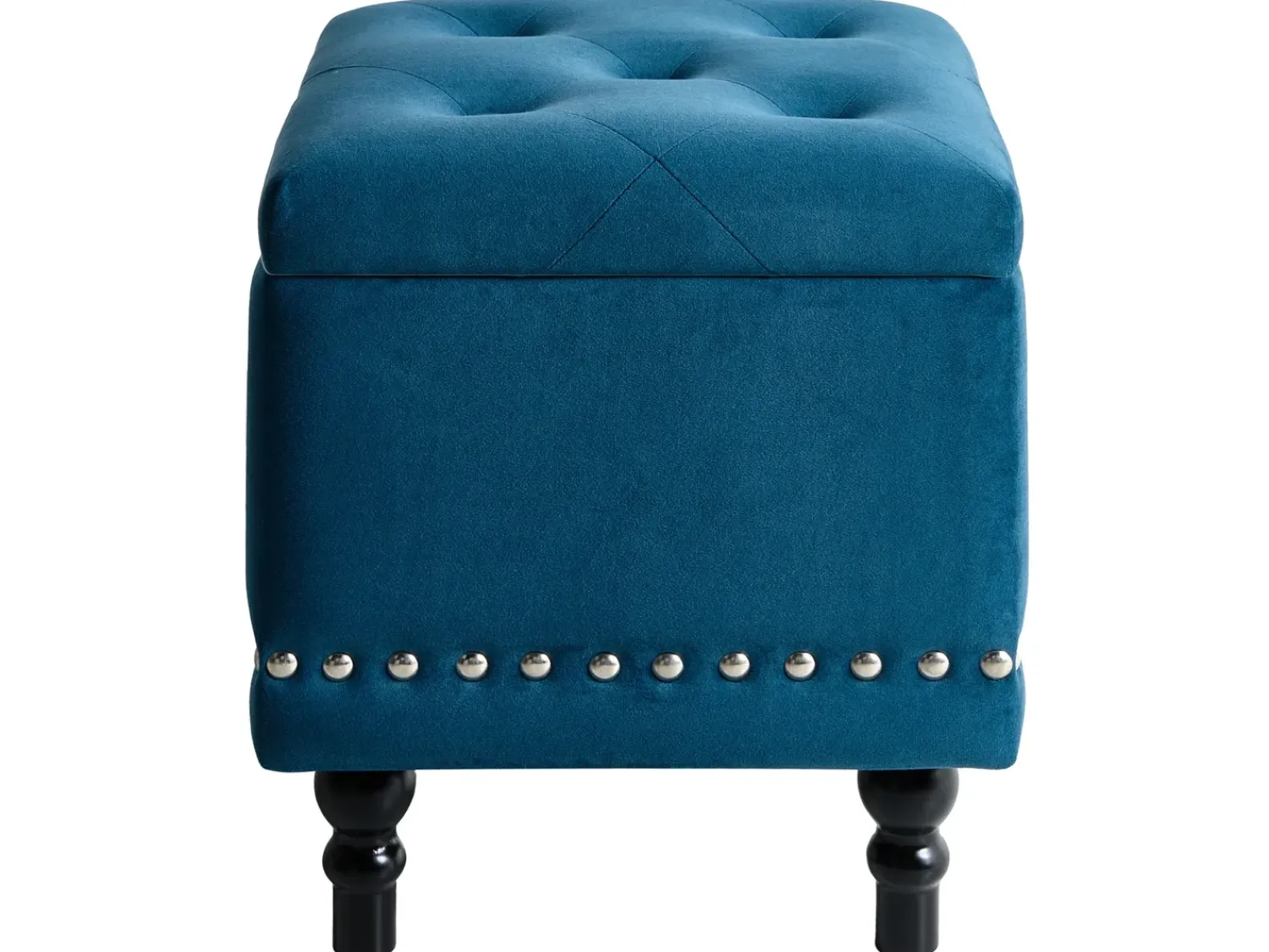 New Beliani Pouf contenitore LORETTO Velluto scuro Blu