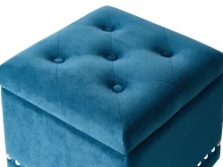 New Beliani Pouf contenitore LORETTO Velluto scuro Blu