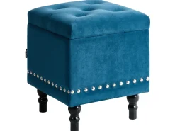 New Beliani Pouf contenitore LORETTO Velluto scuro Blu