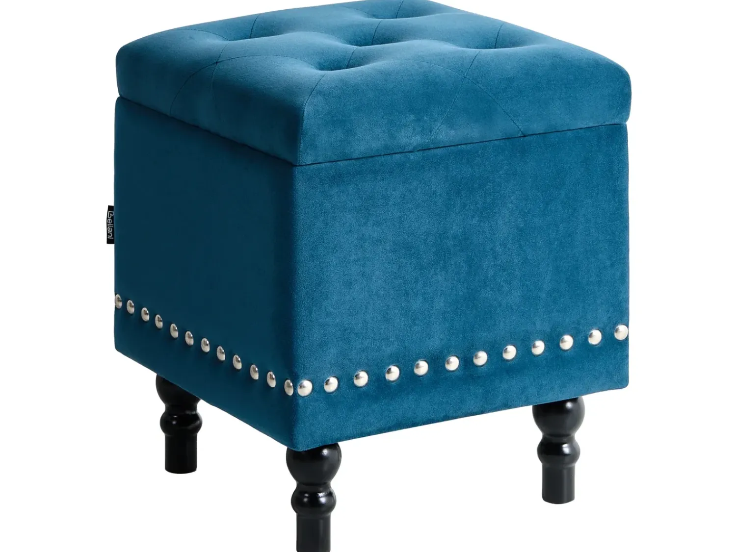 New Beliani Pouf contenitore LORETTO Velluto scuro Blu