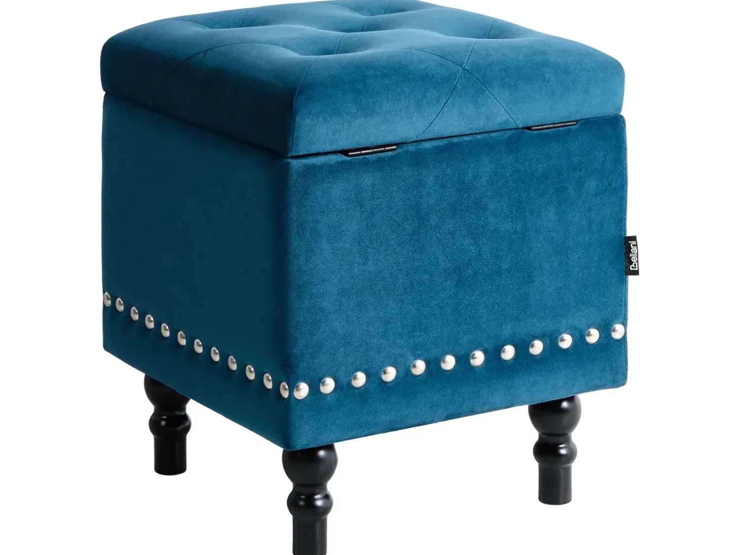 New Beliani Pouf contenitore LORETTO Velluto scuro Blu