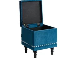 New Beliani Pouf contenitore LORETTO Velluto scuro Blu
