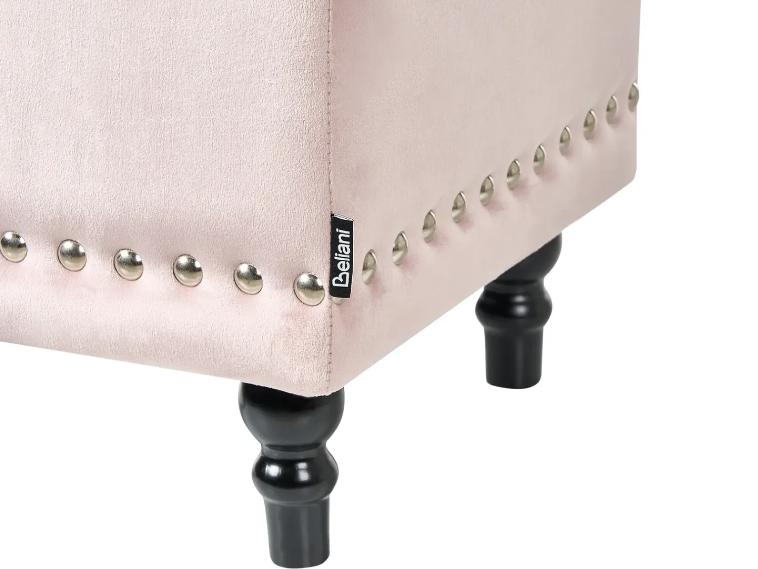 Beliani Pouf contenitore LORETTO Velluto Rosa pastello Nero Rosa