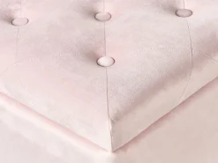 Beliani Pouf contenitore LORETTO Velluto Rosa pastello Nero Rosa