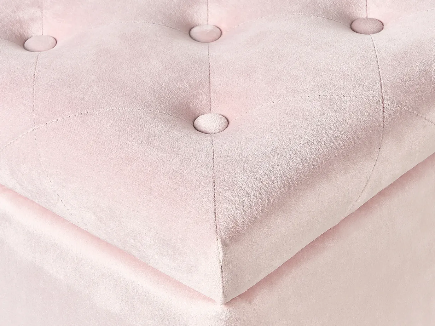 Beliani Pouf contenitore LORETTO Velluto Rosa pastello Nero Rosa