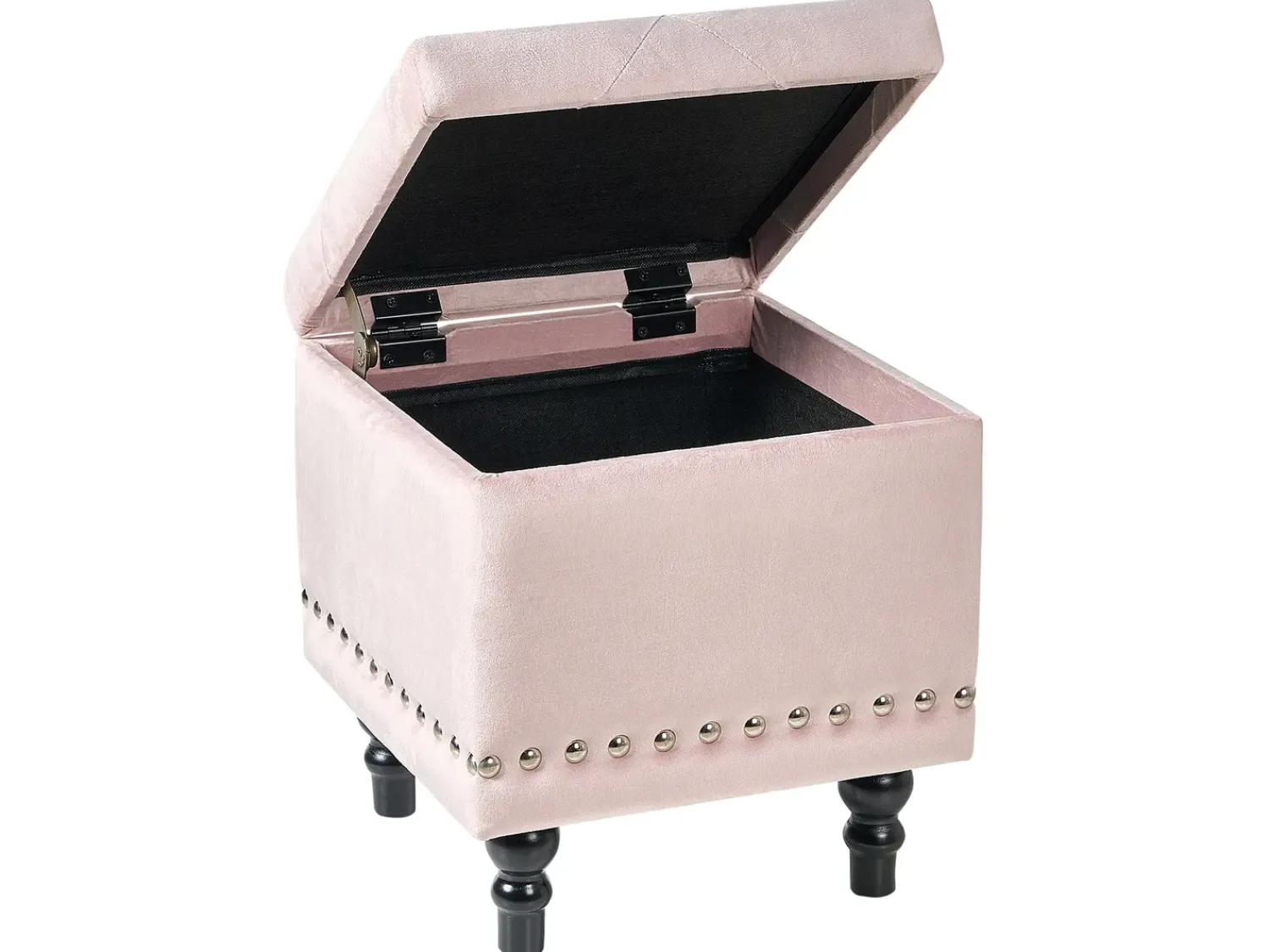Beliani Pouf contenitore LORETTO Velluto Rosa pastello Nero Rosa