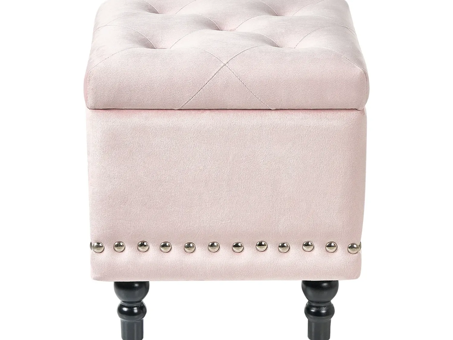 Beliani Pouf contenitore LORETTO Velluto Rosa pastello Nero Rosa