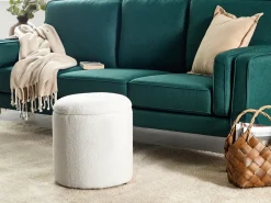 Outlet Beliani Pouf contenitore MARYLAND Bouclé sporco Bianco