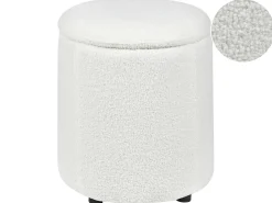 Outlet Beliani Pouf contenitore MARYLAND Bouclé sporco Bianco
