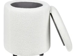 Outlet Beliani Pouf contenitore MARYLAND Bouclé sporco Bianco