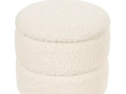 Beliani Pouf contenitore OGDEN Bouclé Bianco Bianco Marrone