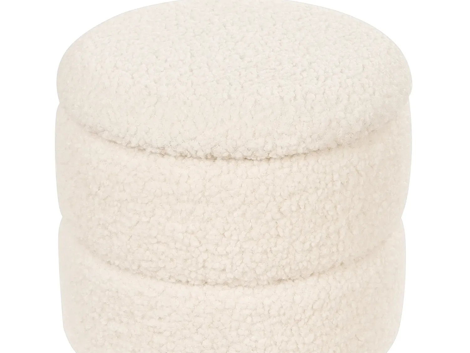 Beliani Pouf contenitore OGDEN Bouclé Bianco Bianco Marrone