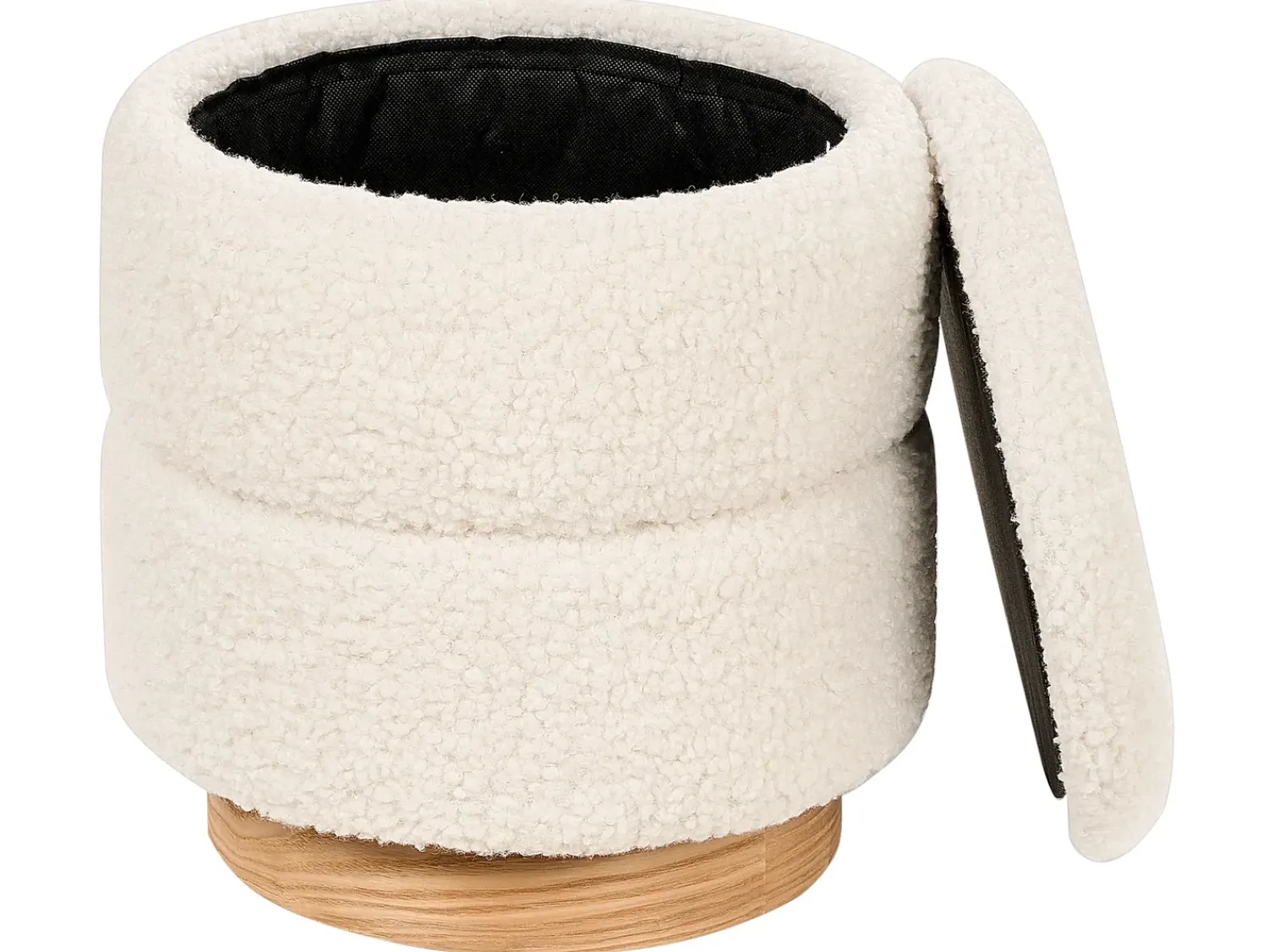 Beliani Pouf contenitore OGDEN Bouclé Bianco Bianco Marrone