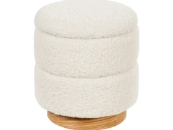 Beliani Pouf contenitore OGDEN Bouclé Bianco Bianco Marrone