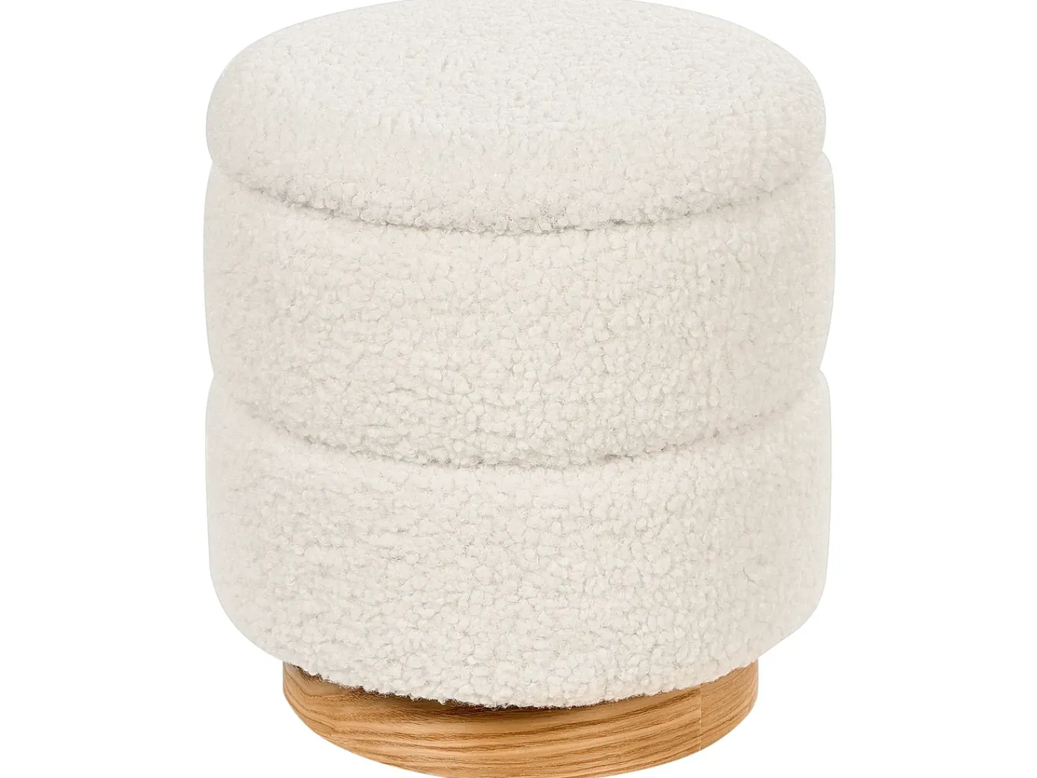 Beliani Pouf contenitore OGDEN Bouclé Bianco Bianco Marrone