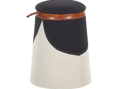 Outlet Beliani Pouf contenitore per bambini APACHE Lino sintetico Beige Beige Marrone Nero