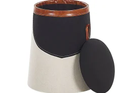 Outlet Beliani Pouf contenitore per bambini APACHE Lino sintetico Beige Beige Marrone Nero