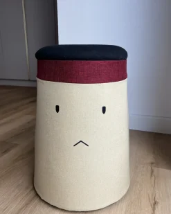Beliani Pouf contenitore per bambini SAMURAI Lino sintetico Beige Beige Nero Rosso