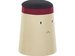 Beliani Pouf contenitore per bambini SAMURAI Lino sintetico Beige Beige Nero Rosso