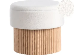 Outlet Beliani Pouf contenitore RICHEY Bouclé Bianco sporco Bianco Marrone