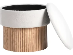 Outlet Beliani Pouf contenitore RICHEY Bouclé Bianco sporco Bianco Marrone