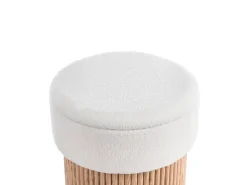 Outlet Beliani Pouf contenitore RICHEY Bouclé Bianco sporco Bianco Marrone