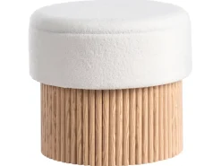 Outlet Beliani Pouf contenitore RICHEY Bouclé Bianco sporco Bianco Marrone
