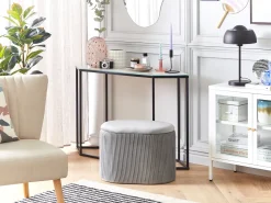 Outlet Beliani Pouf contenitore RICHLAND Velluto chiaro Grigio