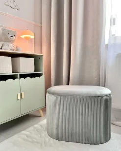 Outlet Beliani Pouf contenitore RICHLAND Velluto chiaro Grigio