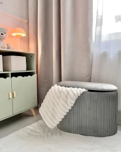 Outlet Beliani Pouf contenitore RICHLAND Velluto chiaro Grigio