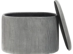 Outlet Beliani Pouf contenitore RICHLAND Velluto chiaro Grigio