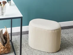 Outlet Beliani Pouf contenitore RICHLAND Velluto chiaro Beige