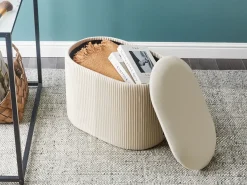 Outlet Beliani Pouf contenitore RICHLAND Velluto chiaro Beige