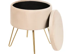 Clearance Beliani Pouf contenitore SILAS Velluto Beige chiaro Beige Oro