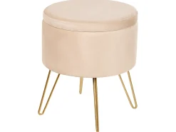 Clearance Beliani Pouf contenitore SILAS Velluto Beige chiaro Beige Oro