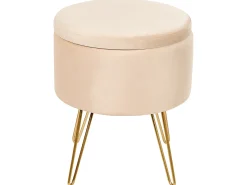 Clearance Beliani Pouf contenitore SILAS Velluto Beige chiaro Beige Oro