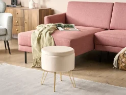 Clearance Beliani Pouf contenitore SILAS Velluto Beige chiaro Beige Oro